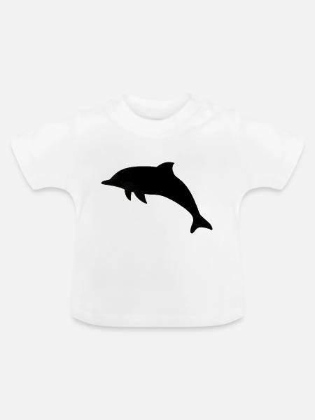 Delfin Silhouette - Baby Bio-T-Shirt mit Rundhals - Weiß