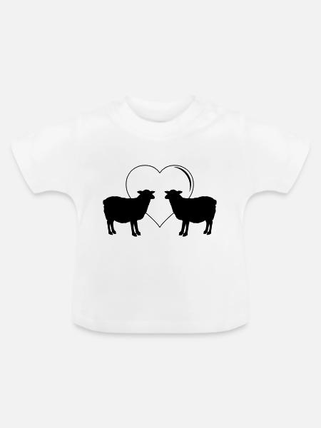 sheep love - Baby Bio-T-Shirt mit Rundhals - Weiß