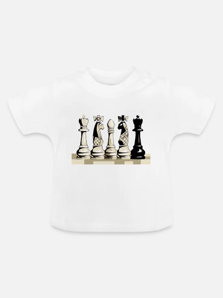Schachfiguren - Baby Bio-T-Shirt mit Rundhals - Weiß