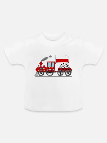 Polen Flagge Fußball Eisenbahn - Baby Bio-T-Shirt mit Rundhals - Weiß