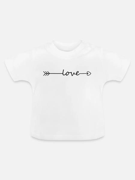 Herz Pfeil Love - Baby Bio-T-Shirt mit Rundhals - Weiß
