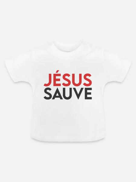 Jesus rettet - Baby Bio-T-Shirt mit Rundhals - Weiß