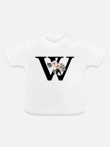 Tropischer Blumenbuchstabe - Baby Bio-T-Shirt mit Rundhals - Weiß