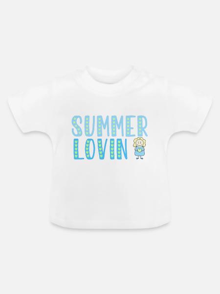 Summer lovin - Baby Bio-T-Shirt mit Rundhals - Weiß