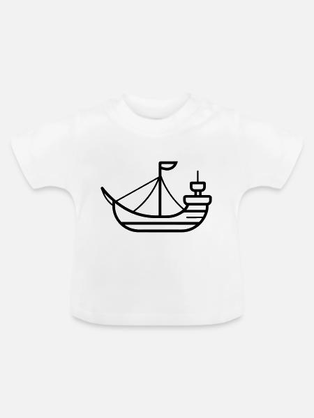 Piratenschiff - Baby Bio-T-Shirt mit Rundhals - Weiß