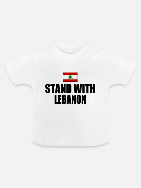 STAND WITH LEBANON - Baby Bio-T-Shirt mit Rundhals - Weiß