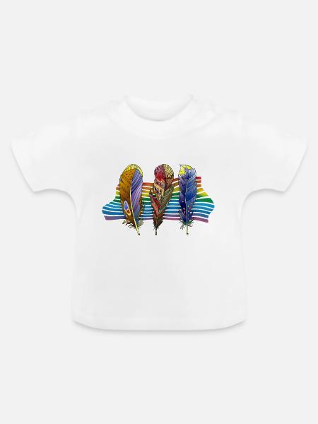 Feder - Baby Bio-T-Shirt mit Rundhals - Weiß