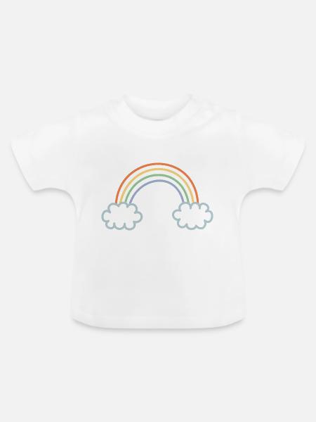 Regenbogen eingefaerbt - Baby Bio-T-Shirt mit Rundhals - Weiß