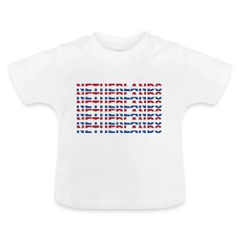 Texte des Pays-Bas dans les couleurs du drapeau - T-shirt bio col rond Bébé - blanc - Devant