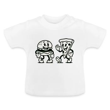 burger pizza comic - Baby Bio-T-Shirt mit Rundhals - Weiß - Vorne