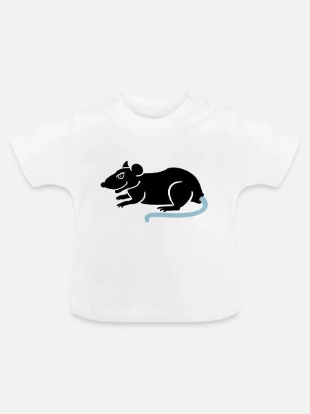 Ratte / rat (2c) - Baby Bio-T-Shirt mit Rundhals - Weiß