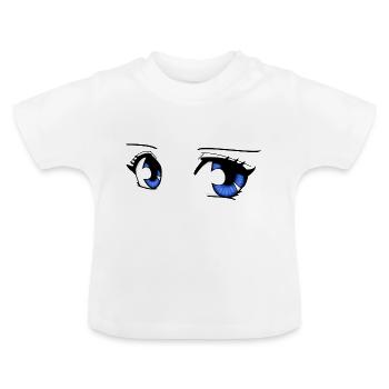 manga eyes - Baby Organic T-Shirt with Round Neck - white - Front