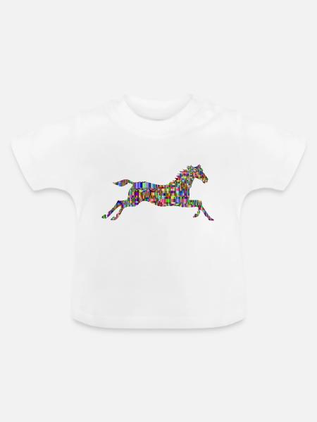 Pferd - Baby Bio-T-Shirt mit Rundhals - Weiß