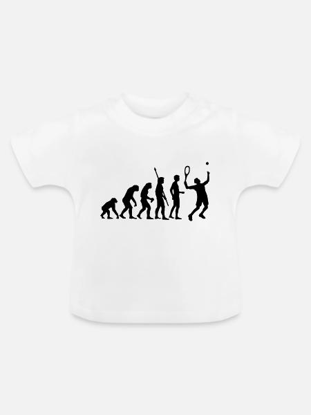 evolution_tennis_b_1c - Baby Bio-T-Shirt mit Rundhals - Weiß