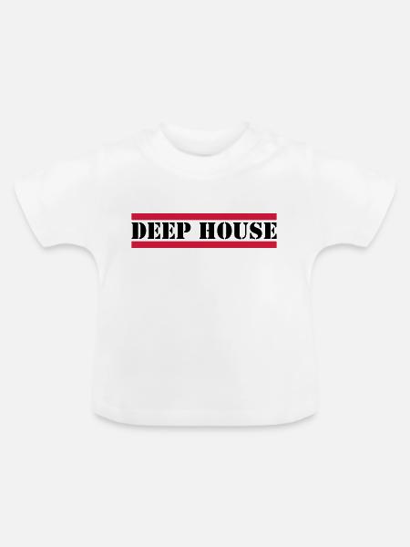 Deep House mit roten Linien - Baby Bio-T-Shirt mit Rundhals - Weiß