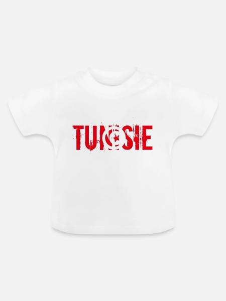 logo_flag_grunge_tunisie - Baby Bio-T-Shirt mit Rundhals - Weiß