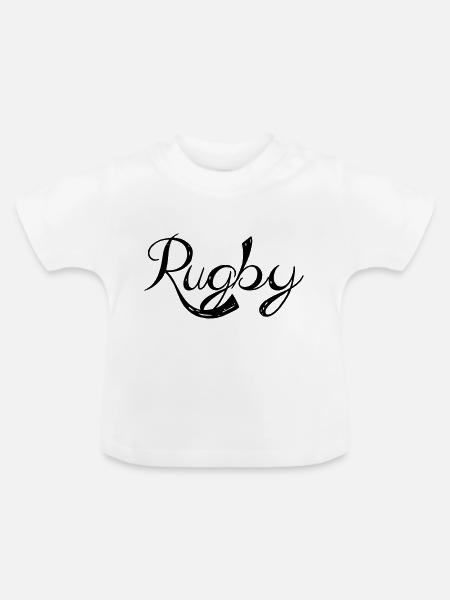 Ein Rugby- - Baby Bio-T-Shirt mit Rundhals - Weiß