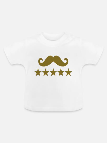 Mustache - Baby Bio-T-Shirt mit Rundhals - Weiß