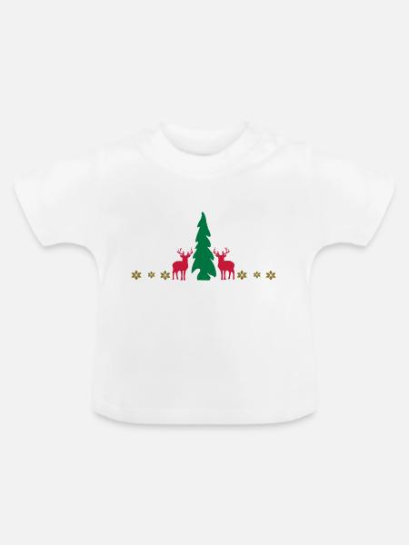 winter weihnacht hirsch - Baby Bio-T-Shirt mit Rundhals - Weiß