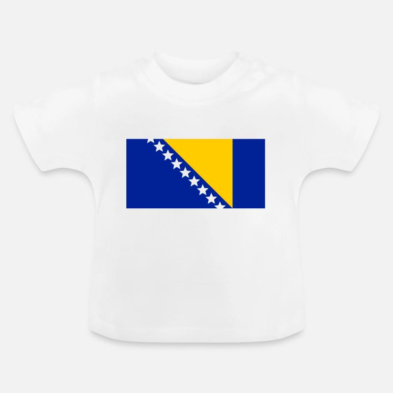 Drapeau de la Bosnie - T-shirt bio col rond Bébé - blanc