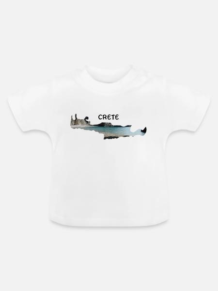 Crete Kreta Insel Map - Økologisk T-shirt til baby, rund hals - hvid