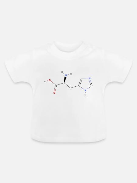 Histidin Molekül - Farbige Strukturformel - Baby Bio-T-Shirt mit Rundhals - Weiß