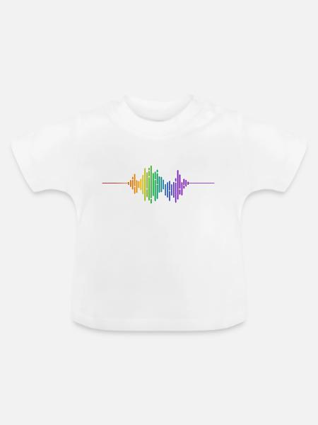 Regenbogen-Schallwelle - Baby Bio-T-Shirt mit Rundhals - Weiß