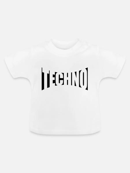Party Musik Techno - Baby Bio-T-Shirt mit Rundhals - Weiß