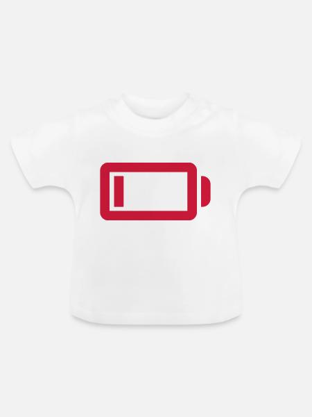 Batterie leer kein Strom - Baby Bio-T-Shirt mit Rundhals - Weiß