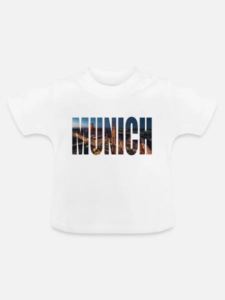 MUNICH SKYLINE NIGHT München - Baby Bio-T-Shirt mit Rundhals - Weiß