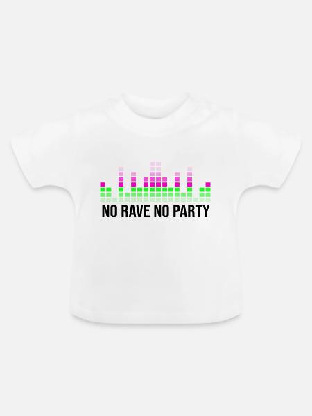 Kein Rave, keine Party - Baby Bio-T-Shirt mit Rundhals - Weiß