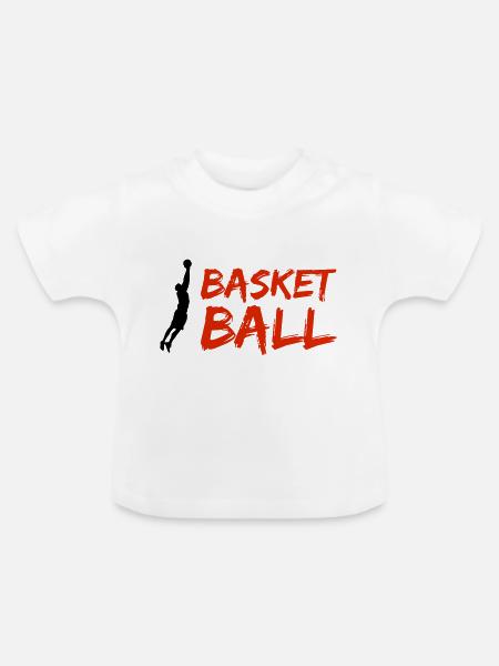 basketballer silhouette - Baby Bio-T-Shirt mit Rundhals - Weiß