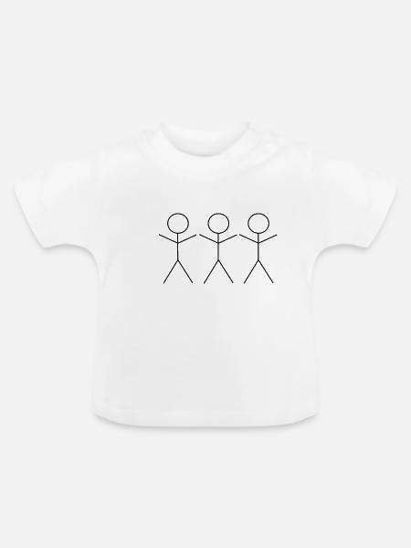 3 Strichmännchen - Baby Bio-T-Shirt mit Rundhals - Weiß