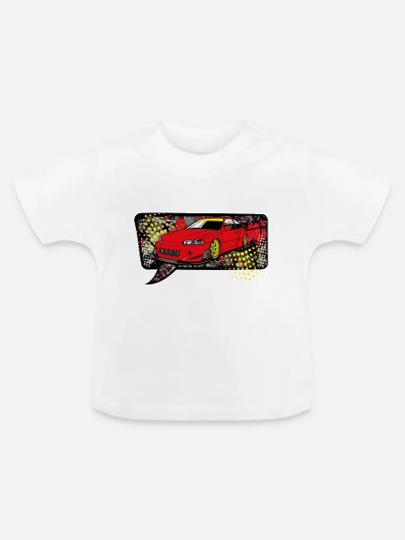 Red car bubble - Baby Bio-T-Shirt mit Rundhals - Weiß