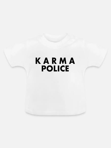 Karma police - Baby Bio-T-Shirt mit Rundhals - Weiß
