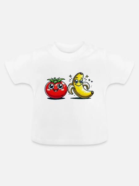 tomate banane - Baby Bio-T-Shirt mit Rundhals - Weiß