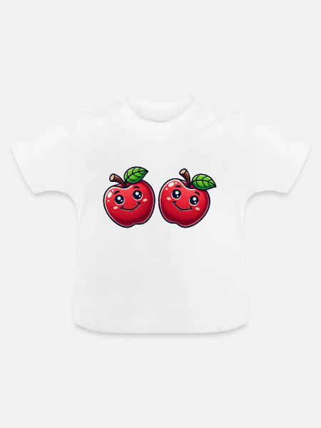 Äpfel - Baby Bio-T-Shirt mit Rundhals - Weiß