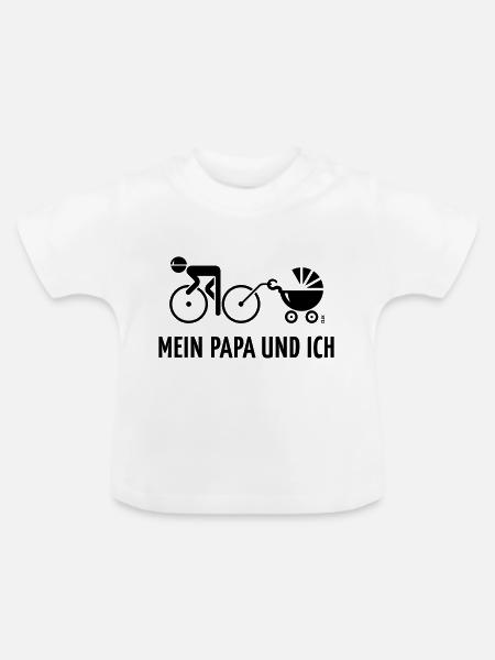 Mein Papa Und Ich (Fahrrad & Kinderwagen / Black) - Baby Bio-T-Shirt mit Rundhals - Weiß