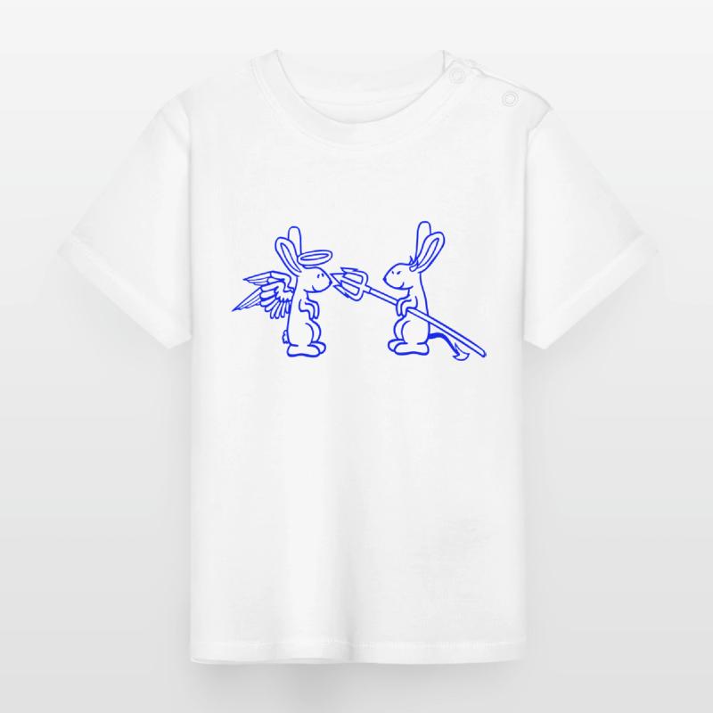Rabbit Angel Conscience Devil Demon Evil Satan Hell Baby Organic T-Shirt with Round Neck