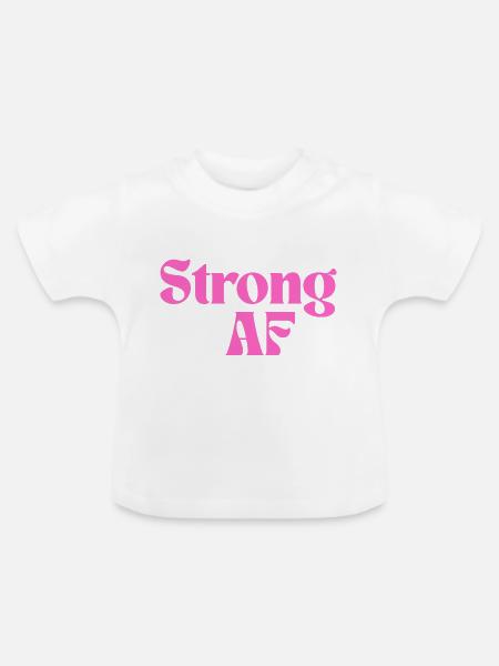 Starker AF - rosa Design - Baby Bio-T-Shirt mit Rundhals - Weiß