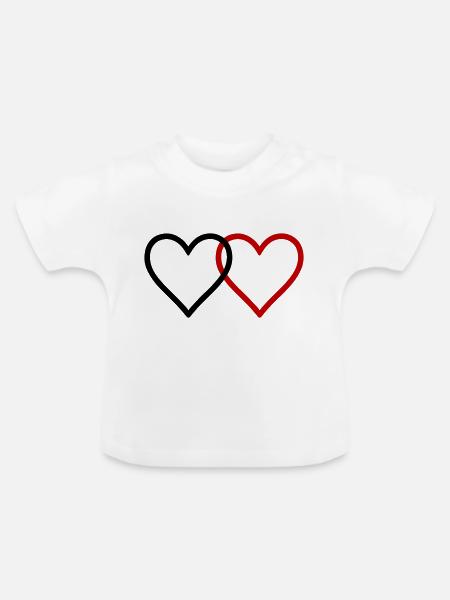 Herzen Paar Liebe - Baby Bio-T-Shirt mit Rundhals - Weiß