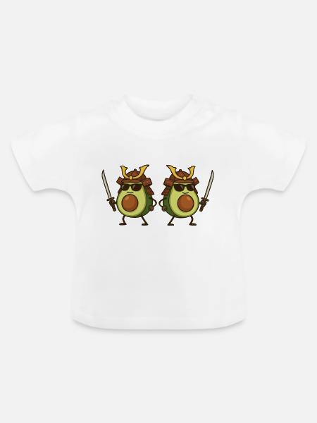 avocado samurai 2 - Baby Bio-T-Shirt mit Rundhals - Weiß