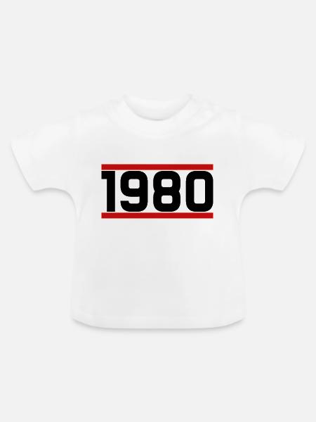 Alte Schule 1980 - Baby Bio-T-Shirt mit Rundhals - Weiß