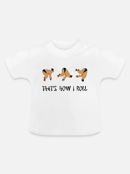 how I roll - Baby Bio-T-Shirt mit Rundhals - Weiß