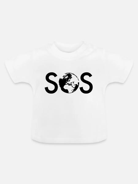 SOS - Baby Bio-T-Shirt mit Rundhals - Weiß