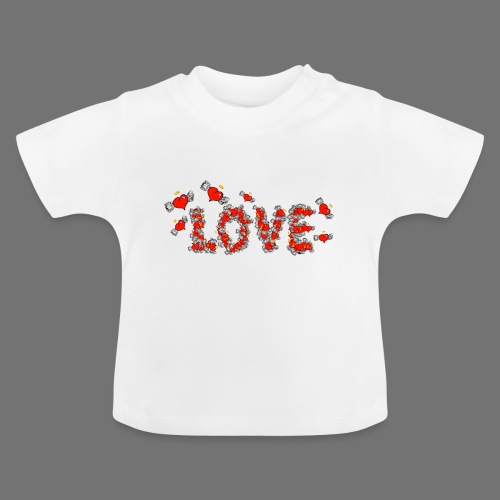 Flying Hearts LOVE - Økologisk T-shirt til baby, rund hals