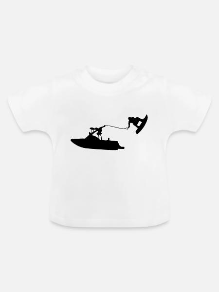 wakeboat_1 - Baby Bio-T-Shirt mit Rundhals - Weiß
