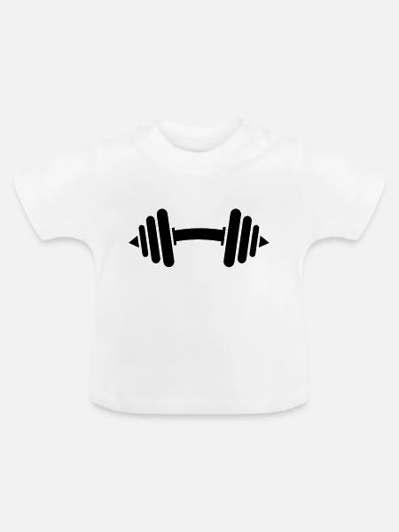 kurzhantel__f1 - Baby Bio-T-Shirt mit Rundhals - Weiß
