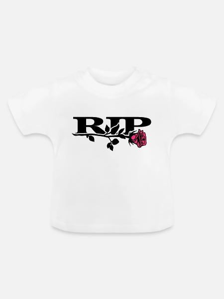 rip_mit_rose_2_2c - Baby Bio-T-Shirt mit Rundhals - Weiß