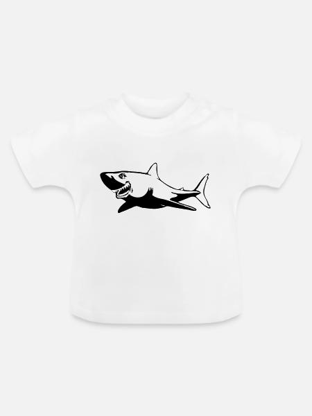 Hai Fisch gefährlich - Baby Bio-T-Shirt mit Rundhals - Weiß
